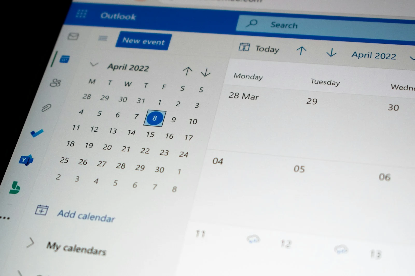 Calendar booking interface on a computer screen — schedule your tree service online
