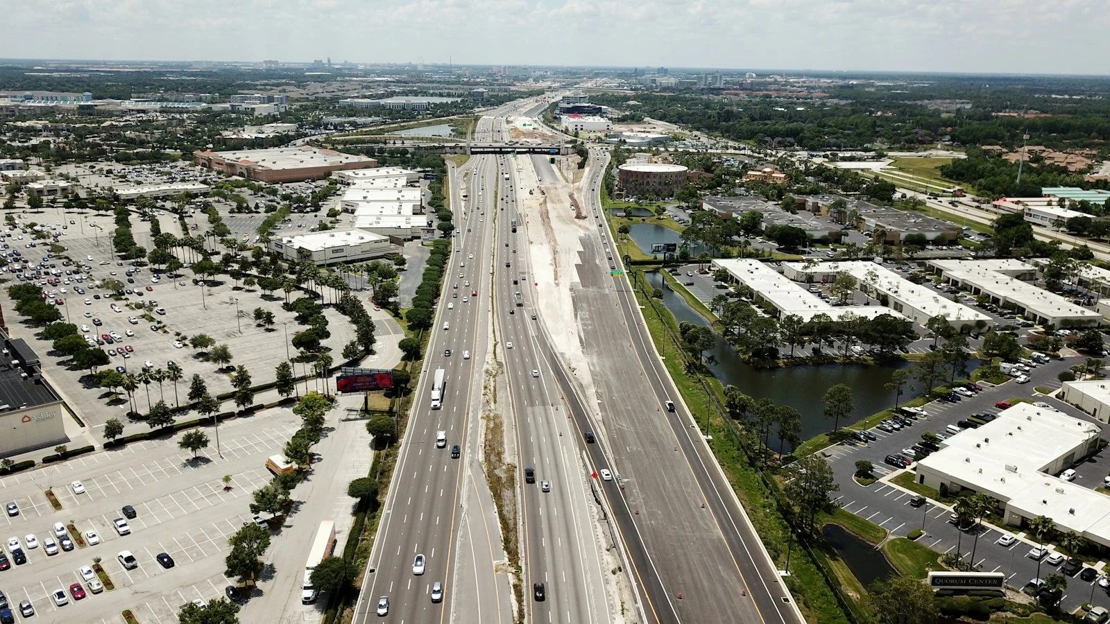 Aerial view of Tavares highway and city surroundings