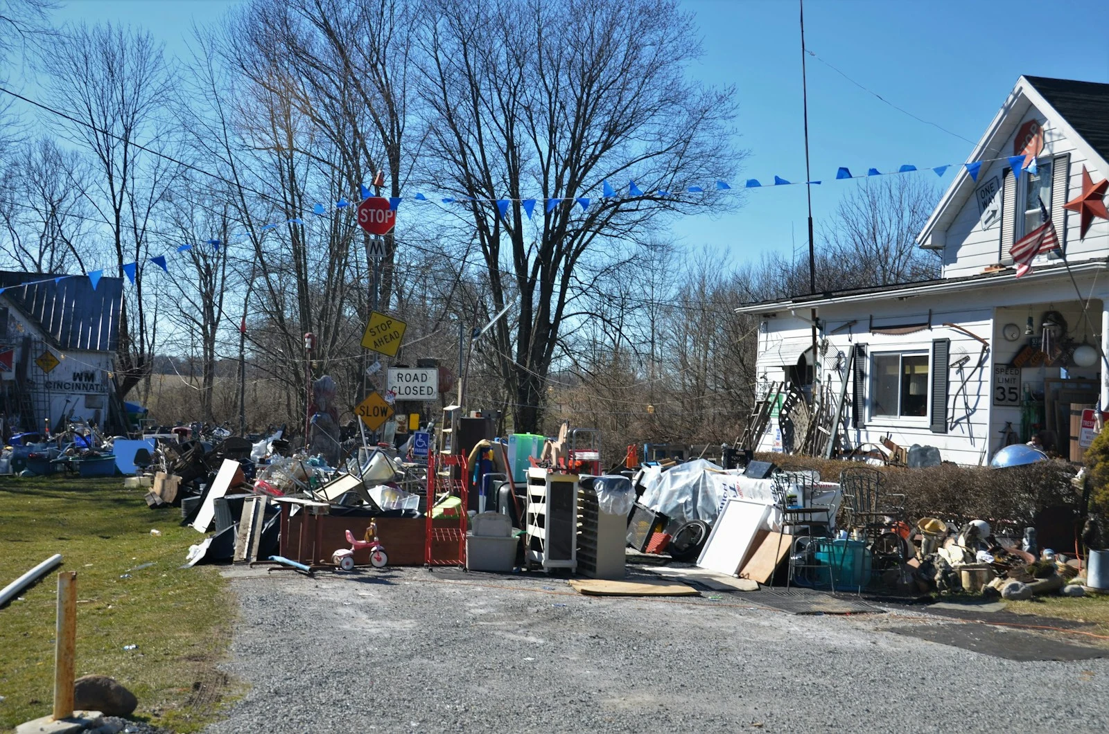 Clean yard after tree debris removal with cleared driveway