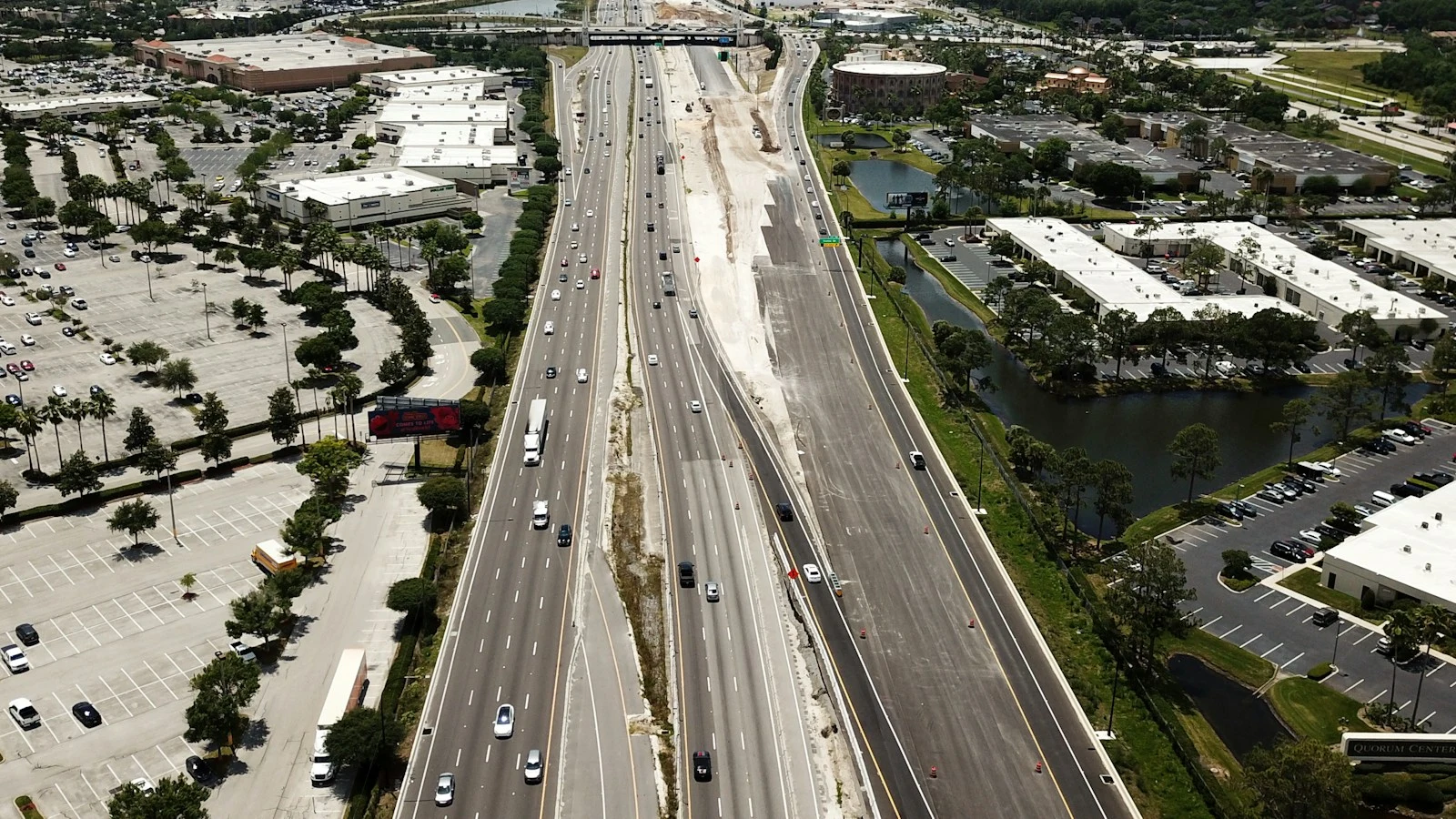 Aerial view of Leesburg highway and city